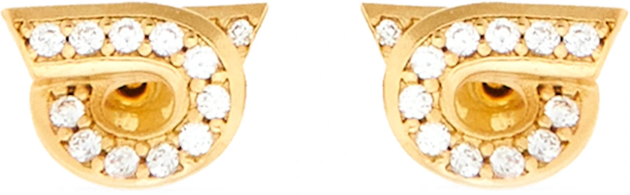 (W) 페라가모 골드 브래스 글라스 크리스탈 스터드 이어링 파베 디테일. 760700770442 Order (W) 페라가모 골드 브래스 글라스 크리스탈 스터드 이어링 파베 디테일. 760700770442