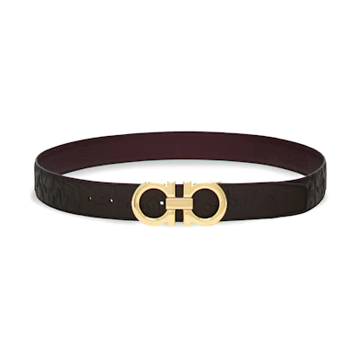 (Women) Ferragamo Logo Calfskin Leather Belt in Dark Brown, 3.5CM Wide 0770651