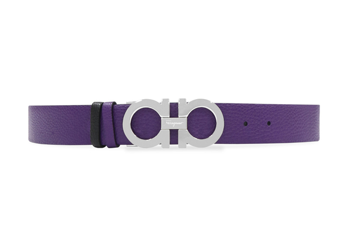 (Women) FERRAGAMO  Purple Leather Belt with Logo Embossed Design. 23A564584149