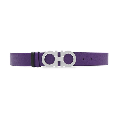 (Women) FERRAGAMO Purple Leather Belt with Logo Embossed Design. 23A564584149