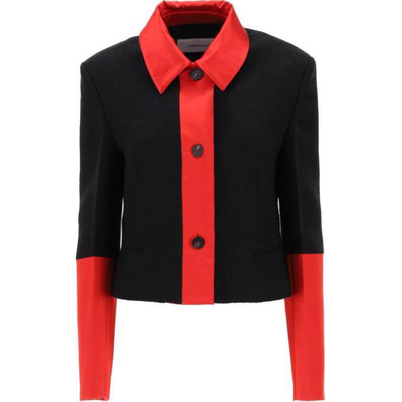 (Women) FERRAGAMO  Red Tailored Long-Sleeve Jacket with Button Closure. 13C5520763653