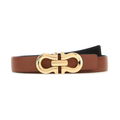 (Women) Ferragamo Reversible Calfskin Leather Belt Black/Brown 2.5cm Wide. 230329775597NEWCOGNER