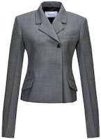 (Women) FERRAGAMO Slim Fit Gray Single-Button Blazer Long Sleeve 766728 (Women) FERRAGAMO Slim Fit Gray Single-Button Blazer Long Sleeve 766728