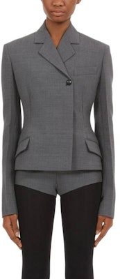 (W) 페라가모 슬림 핏 그레이 싱글 버튼 블레이저 긴팔. 766728 Shop (W) 페라가모 슬림 핏 그레이 싱글 버튼 블레이저 긴팔. 766728