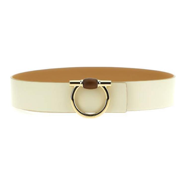 (Women) FERRAGAMO  Two-Tone Leather Belt Yellow Calfskin 5CM Wide 771119MASCARPONELIGHTCAMEL 圖 2