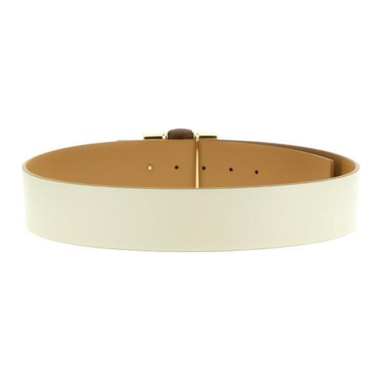 (Women) FERRAGAMO  Two-Tone Leather Belt Yellow Calfskin 5CM Wide 771119MASCARPONELIGHTCAMEL 圖 3