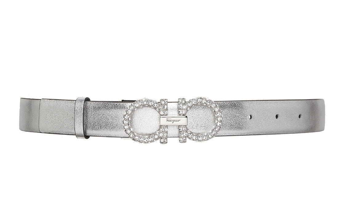 (Women) Ferragamo Adjustable Silver Buckle Leather Belt for Women - 2.5cm Width. 23B727746845 圖 2