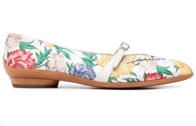 (W) FERRAGAMO Audrey 'Rose Print Leather Ballet' 圖 2