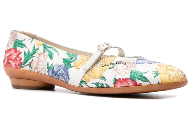 (W) FERRAGAMO Audrey 'Rose Print Leather Ballet' 圖 3