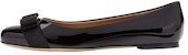 (W) FERRAGAMO Kasut Flat Balerina 'Kulit Berkilat Hitam' 574556