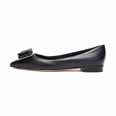 (W) FERRAGAMO Ballet Flat 'Double Bow Black'