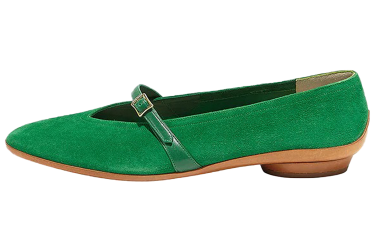 (W) FERRAGAMO Ballet Flat 'Green Suede'