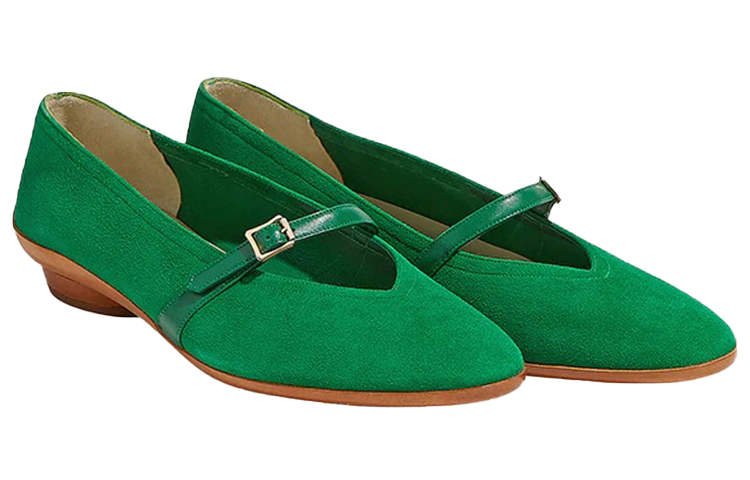 (W) FERRAGAMO Ballet Flat 'Green Suede' 圖 3