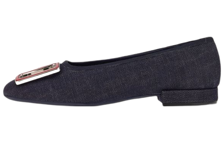 (W) FERRAGAMO Ballet Flat 'Hand-Painted Buckle Blue'