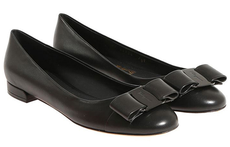 (W) FERRAGAMO Ballet Flats 'Black Patent Bow' 圖 2