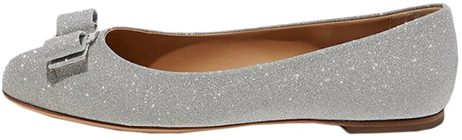 (Women) FERRAGAMO Ballet Flats 'Grey Glitter Bow' 001P691-709613 (Women) FERRAGAMO Ballet Flats 'Grey Glitter Bow' 001P691-709613