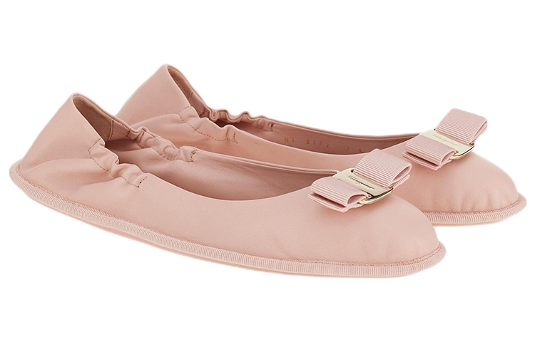 Order (W) FERRAGAMO Kasut Rata Ballet 'Kulit Merah Jambu' 01D973-756656