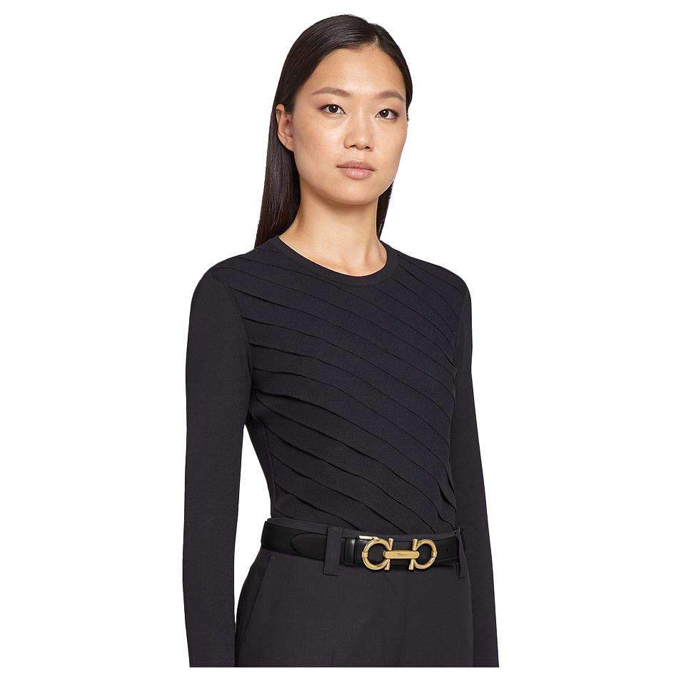 (Women) Ferragamo Black Leather Belt with Antique Buckle 2.5cm 230059-0742061 圖 4