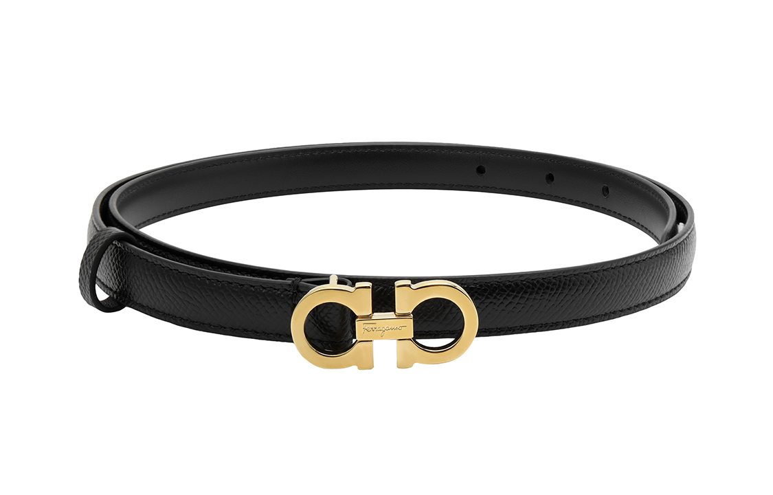 Details for (W) FERRAGAMO Tali Pinggang Kulit Hitam dengan Logo - Lebar 1.5cm 23B224-0675180