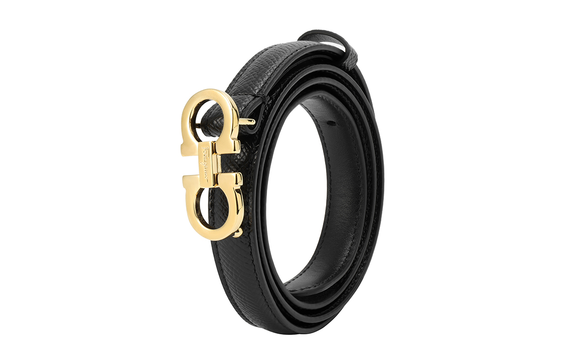 Sizing (W) FERRAGAMO Tali Pinggang Kulit Hitam dengan Logo - Lebar 1.5cm 23B224-0675180