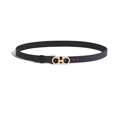 (Women) Ferragamo Blue & Black Reversible Lion Embossed Leather Belt 2.5cm 23A565-0674552