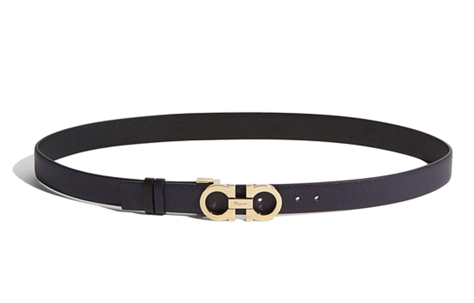 (Women) Ferragamo Blue & Black Reversible Lion Embossed Leather Belt 2.5cm 23A565-0674552 圖 2