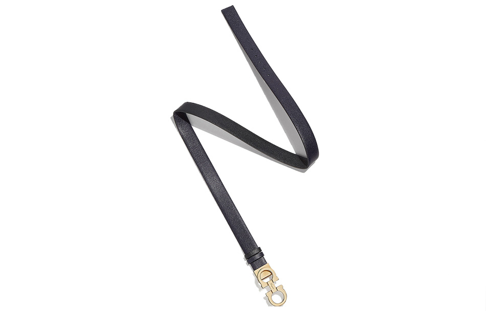 (Women) Ferragamo Blue & Black Reversible Lion Embossed Leather Belt 2.5cm 23A565-0674552 圖 3