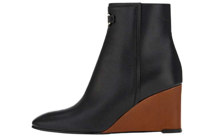 (W) FERRAGAMO 70mm Wedge-Heel Ankle Boots 'Black'