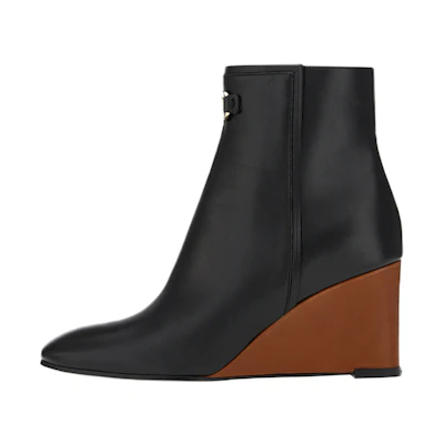 (W) FERRAGAMO 70mm Wedge-Heel Ankle Boots 'Black'