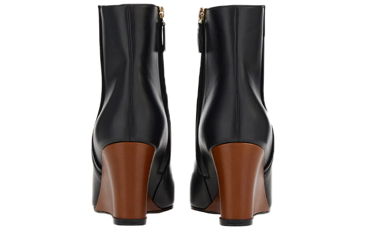 (W) FERRAGAMO 70mm Wedge-Heel Ankle Boots 'Black' 圖 4