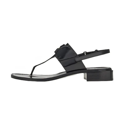 (W) FERRAGAMO Logo-Plaque Detail Thong Sandals 'Black'