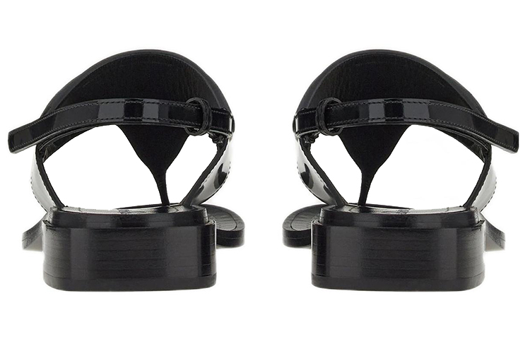 (W) FERRAGAMO Logo-Plaque Detail Thong Sandals 'Black' 圖 4