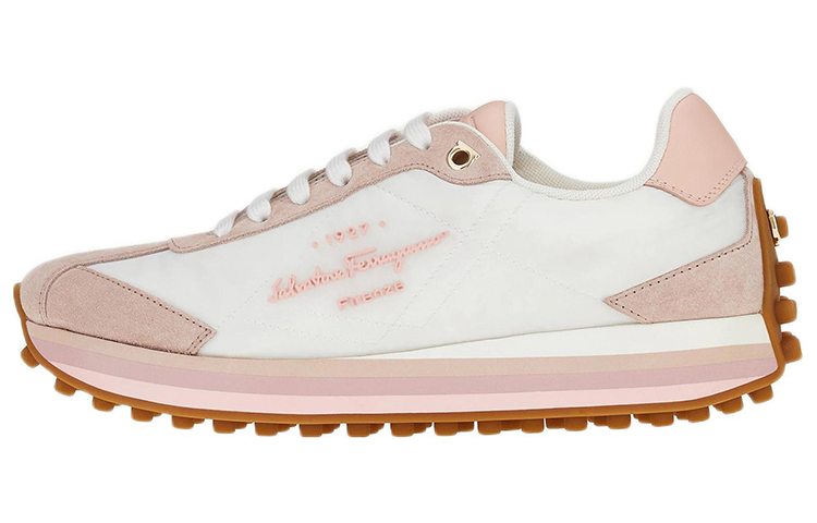 (W) FERRAGAMO Calfskin Recycled Nylon Sneaker 'White Pink'