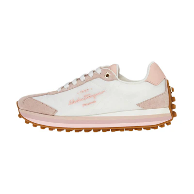 (W) FERRAGAMO Calfskin Recycled Nylon Sneaker 'White Pink'