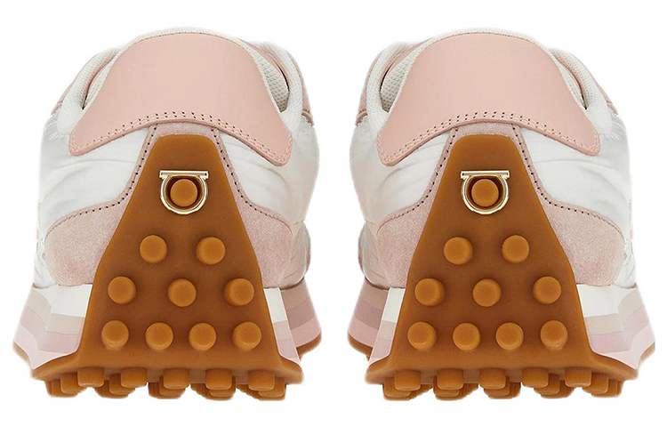 (W) FERRAGAMO Calfskin Recycled Nylon Sneaker 'White Pink' 圖 4