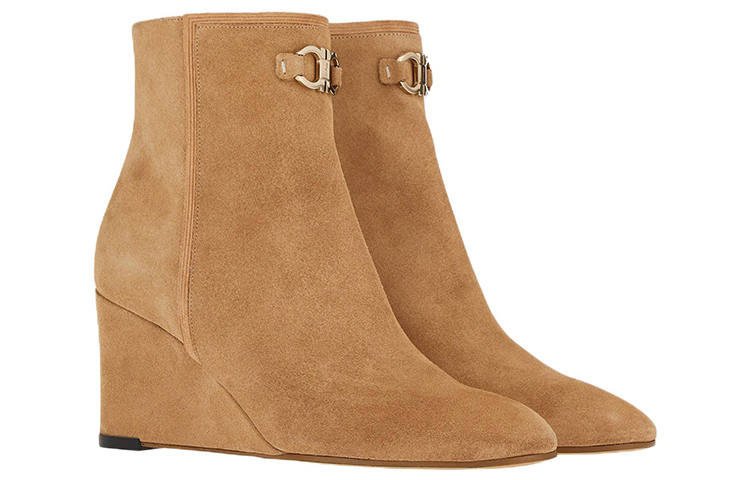 (W) FERRAGAMO Calfskin Suede Ankle Boot 'Brown' 圖 2