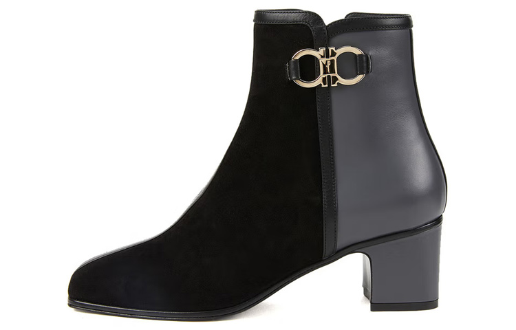 (W) FERRAGAMO Cassaro 'Black Leather and Suede'