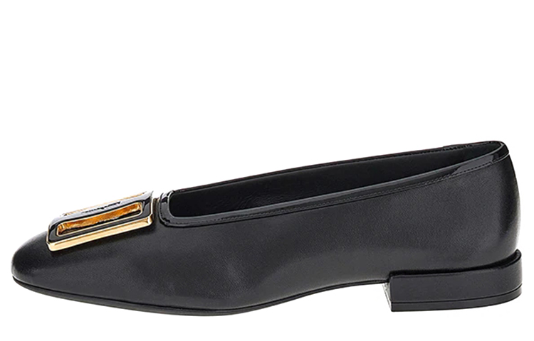 (Women) FERRAGAMO Chunky Buckle 'Black Ballet Flats' 01C725?748712