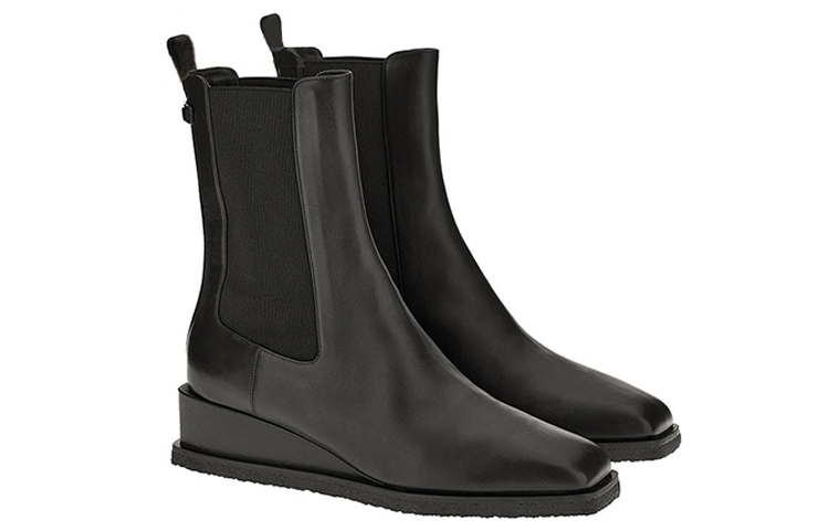 Order 費拉格慕 彈性側面飾片鞋頭略呈方形經典百搭短靴 女款 黑色