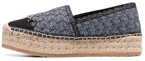 (Women) FERRAGAMO Classic Logo Quilted Platform Espadrilles 'Black Blue' 01C025-745576 (Women) FERRAGAMO Classic Logo Quilted Platform Espadrilles 'Black Blue' 01C025-745576