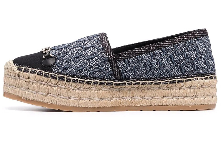 (Women) FERRAGAMO Classic Logo Quilted Platform Espadrilles 'Black Blue' 01C025-745576