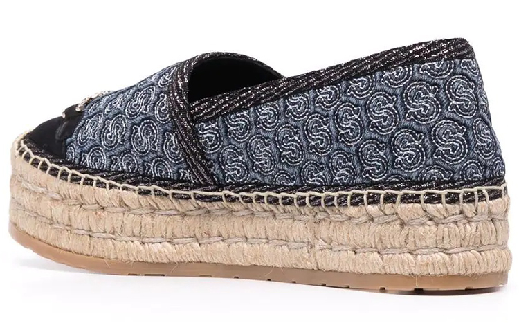 Lookbook (W) FERRAGAMO Espadril Berplatform Lencana Klasik 'Hitam Biru' 01C025-745576