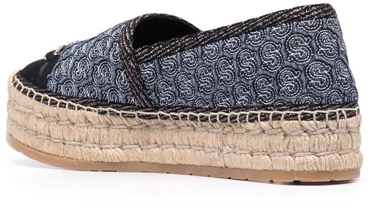 (Women) FERRAGAMO Classic Logo Quilted Platform Espadrilles 'Black Blue' 01C025-745576 Lookbook (Women) FERRAGAMO Classic Logo Quilted Platform Espadrilles 'Black Blue' 01C025-745576