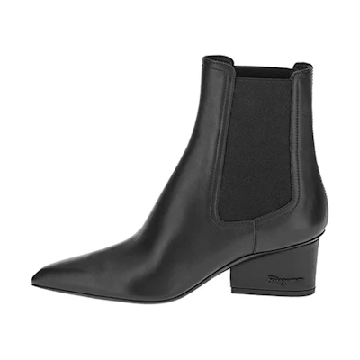 (W) FERRAGAMO Logo-Embossed Heel Chelsea Boots 'Black'