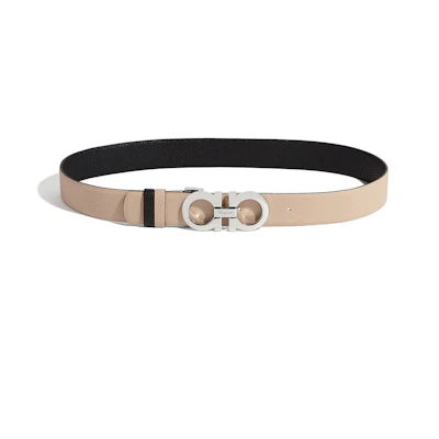 (Women) Ferragamo Double-Sided Leather Belt, Buckle, Beige, 3.5CM 23A564-0615282
