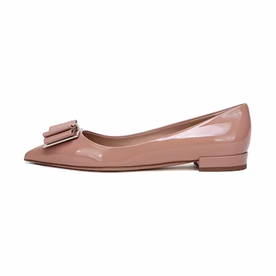 (W) FERRAGAMO Double Bow Flat 'Light Pink'