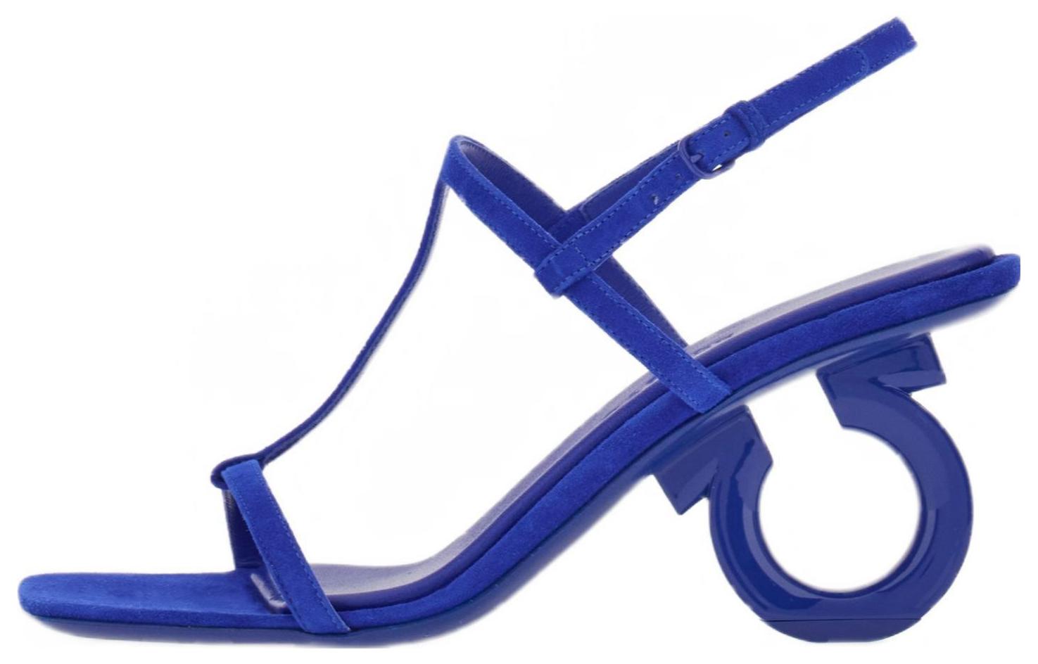 (W) FERRAGAMO Elina 'Blue Buckle High Heel Sandal'