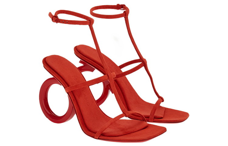 Order (W) フェラガモ エリーナ レッド ピープトゥ バックル 01E779-760225