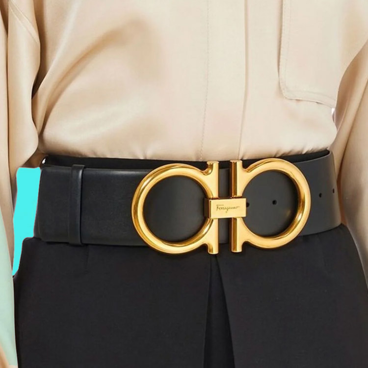 (Women) FERRAGAMO Engraved Logo Calfskin Leather Belt Women Black 6CM. 759203 圖 3