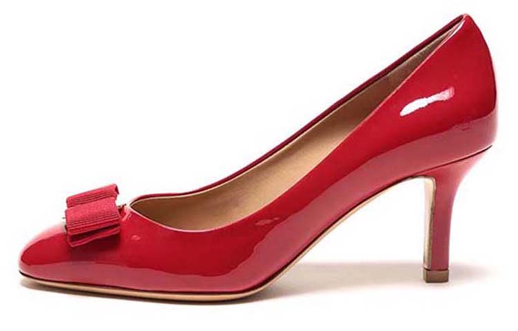 (W) FERRAGAMO Erice 70 High Heels 'Red Patent Bow'
